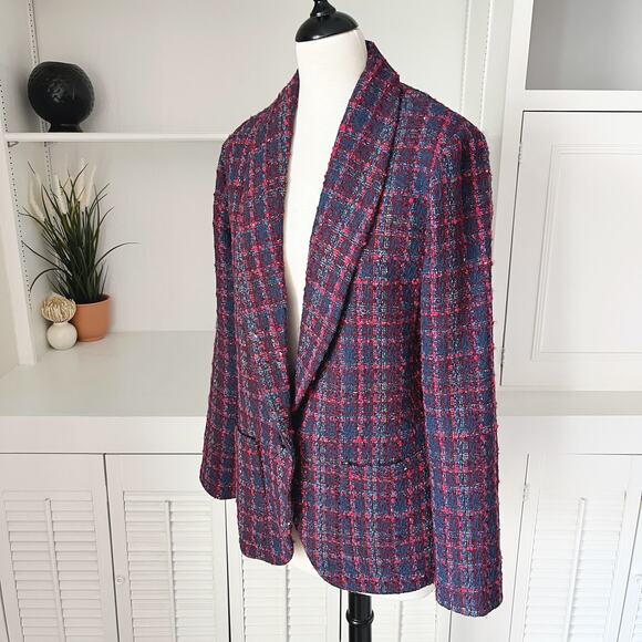 Amanda Uprichard Plaid Blazer in Red and Blue - Picture 3 of 9